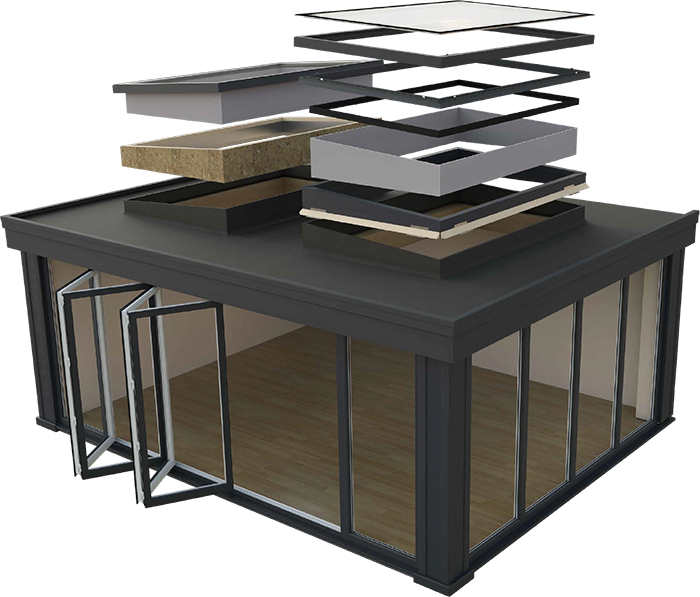 exploded view of flat skylights